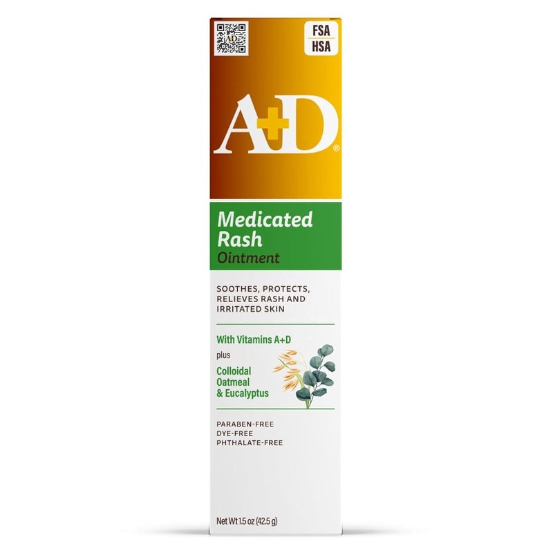 A + D Medicated Rash Ointment 1.5 oz– Relieves Rash & Skin Irritated Skin from Poison Ivy, Eczema, Beard Rash, Bikini Rash, Dry Skin, Chapped Skin, bug bites. Made with Colloidal Oatmeal - Image 1